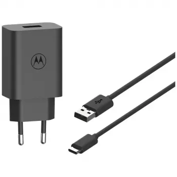 MOTOROLA SJMC332-C 33W sieninis įkroviklis su integruotu USB-A–USB-C laidu, juodas
