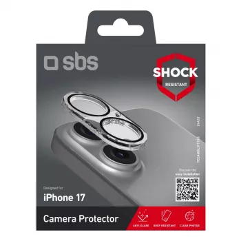 SBS TECAMGLIP1763 ekrano ir kameros lęšio apsauga, skirta Apple iPhone 17/16, atspari smūgiams ir įbrėžimams