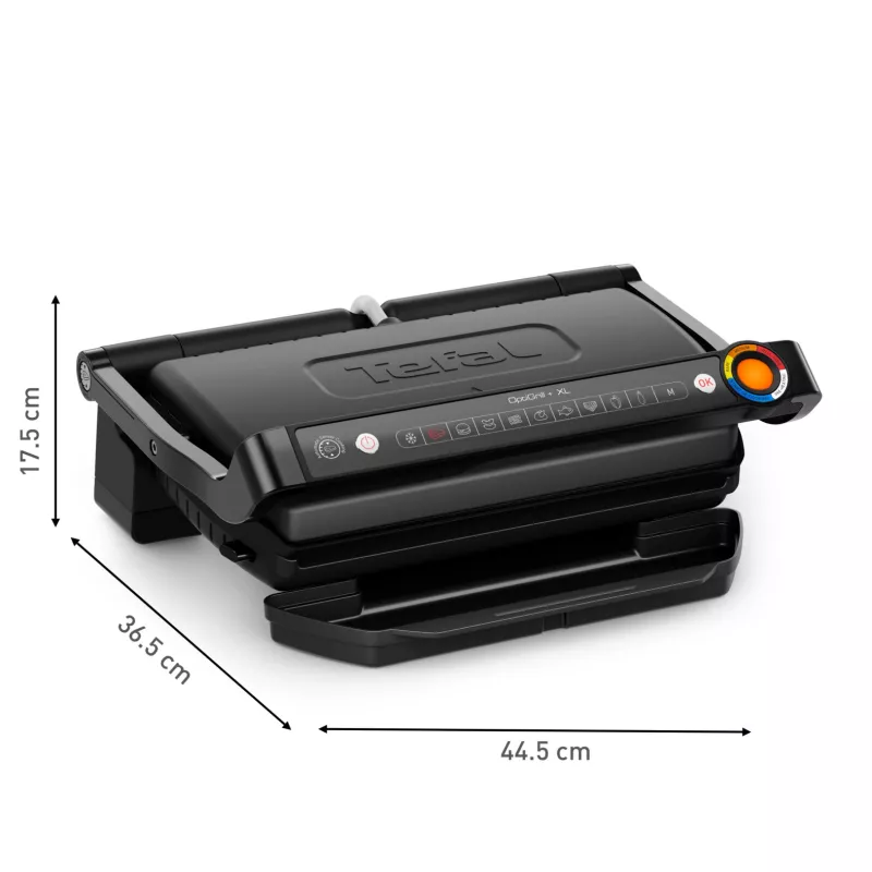 Kontaktinė grilio keptuvė Tefal Optigrill+ XL GC727810 2000 W, stačiakampė, reguliuojamas termostatas, juoda, 445×365×175 mm