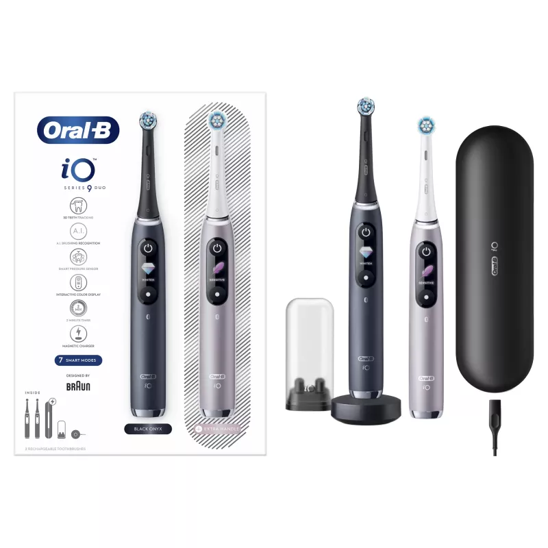 Sukamasis-osciliuojantis dantų šepetėlis Oral-B iO 80363731 Juodas Sidabrinis Suaugusiems Dantenų priežiūra Jautrūs dantys Balinimas