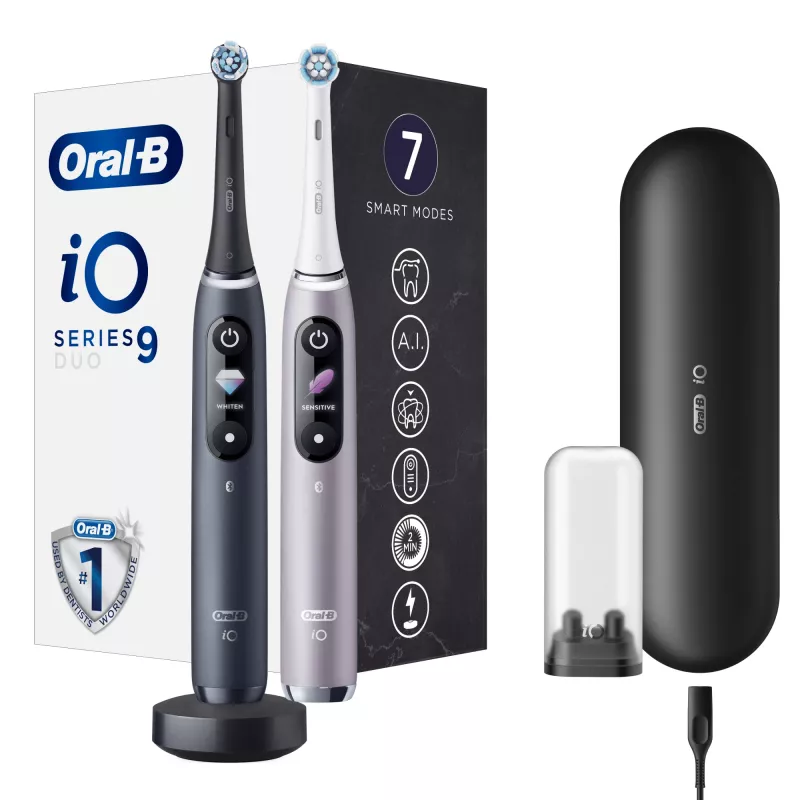 Sukamasis-osciliuojantis dantų šepetėlis Oral-B iO 80363731 Juodas Sidabrinis Suaugusiems Dantenų priežiūra Jautrūs dantys Balinimas