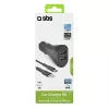 Automobilinis kroviklio rinkinys SBS Mobile USB-Type-C, 2× USB 2.0 prievadai, 1 m laidas, 12 W, 12/24 V įėjimas, juodas