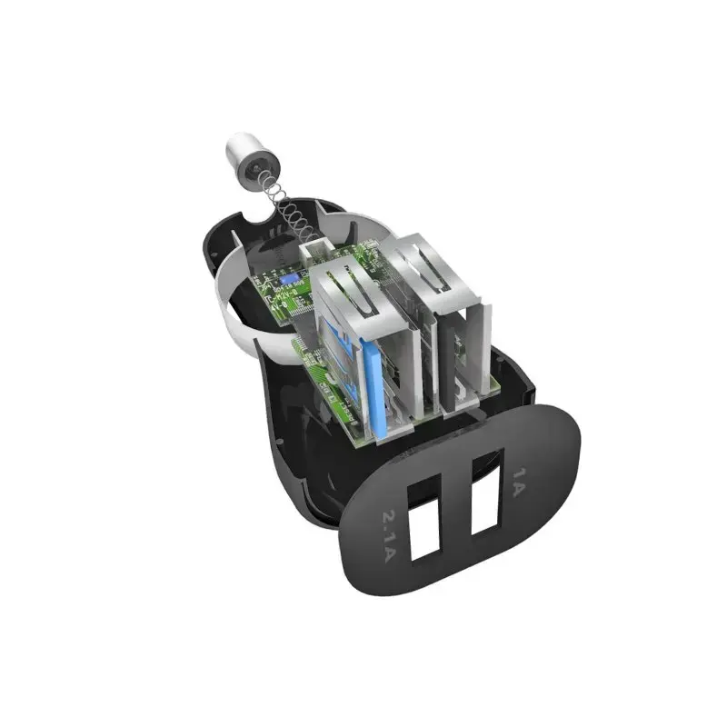 Automobilinis kroviklio rinkinys SBS Mobile USB-Type-C, 2× USB 2.0 prievadai, 1 m laidas, 12 W, 12/24 V įėjimas, juodas