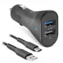 Automobilinis kroviklio rinkinys SBS Mobile USB-Type-C, 2× USB 2.0 prievadai, 1 m laidas, 12 W, 12/24 V įėjimas, juodas