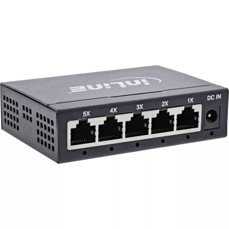 InLine Gigabit tinklo jungiklis 5 prievadų, 1 Gb/s, stalinis, metalinis korpusas, be ventiliatoriaus