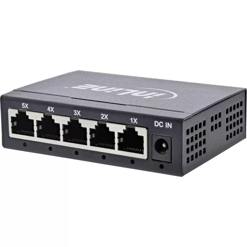 InLine Gigabit tinklo jungiklis 5 prievadų, 1 Gb/s, stalinis, metalinis korpusas, be ventiliatoriaus
