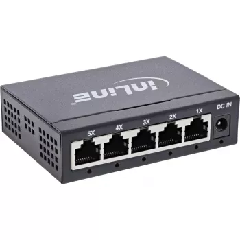 InLine Gigabit tinklo jungiklis 5 prievadų, 1 Gb/s, stalinis, metalinis korpusas, be ventiliatoriaus