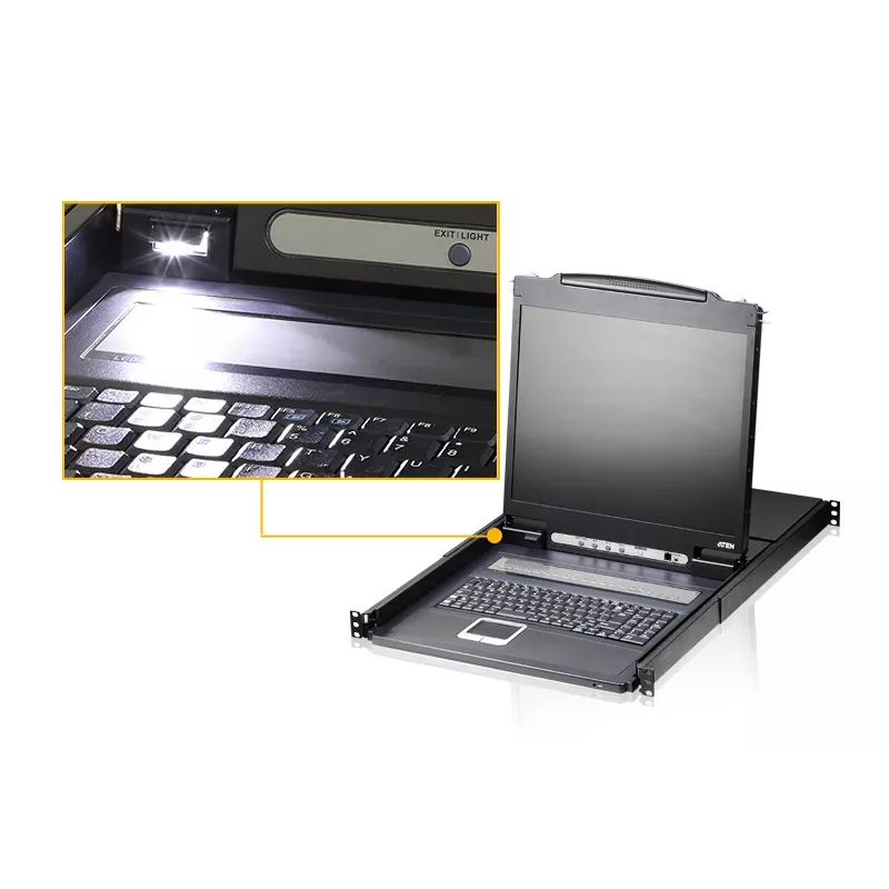 KVM jungiklis ATEN CL1308N, montavimas į stelažą, juoda, PS/2 USB VGA, 1U
