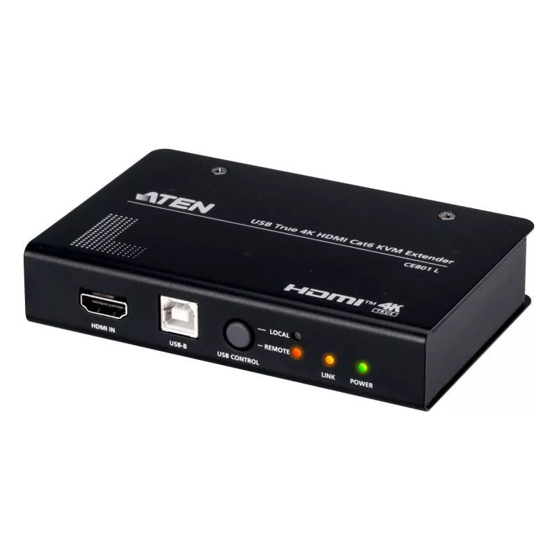 AV KVM prailgintuvas ATEN CE801 – USB True 4K HDMI per Cat6 (4K @ 70 m / FHD @ 100 m), HDMI ir USB Type-A, juodas