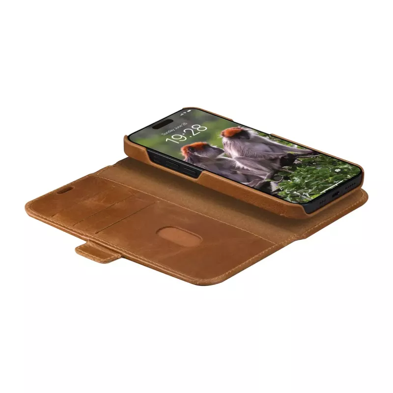 Folio dėklas dbramante1928 Lynge iPhone 15 Tan Monochromatic Brown