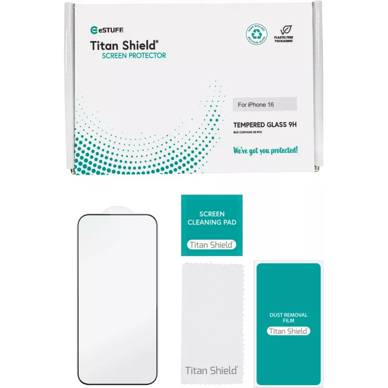 eSTUFF ES501433-50BULK mobiliojo telefono ekrano apsauginis stiklas Titan Shield® (50 vnt. pakuotė)