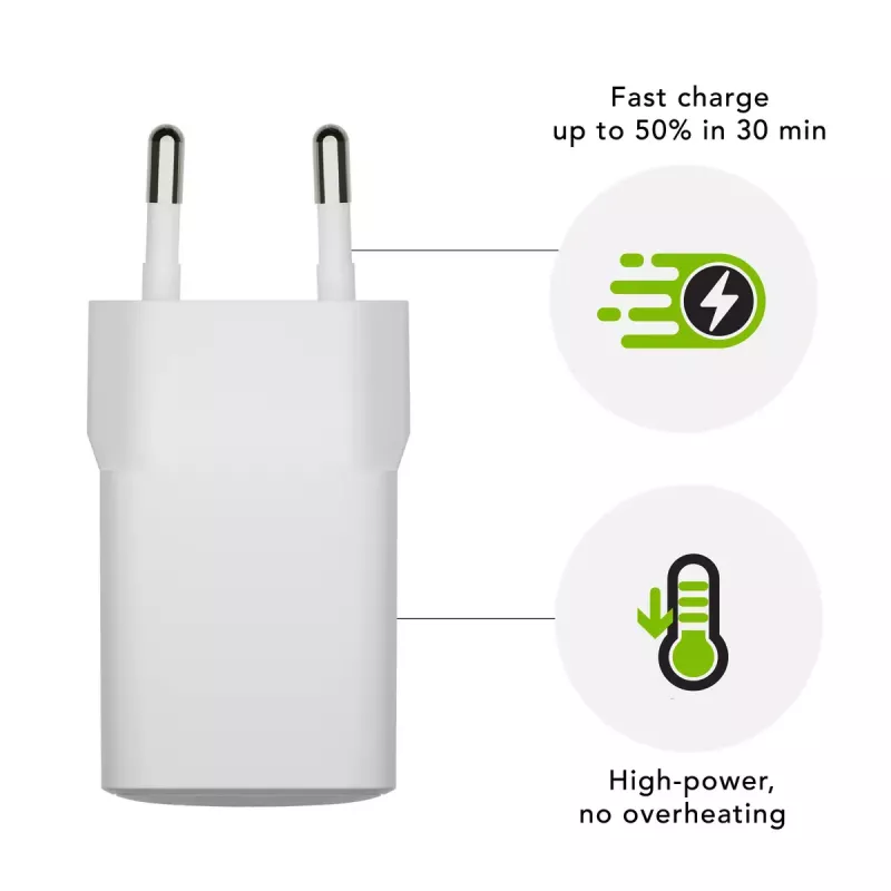 Sieninis įkroviklis dbramante1928 re-charge EU 18W USB-A Baltas