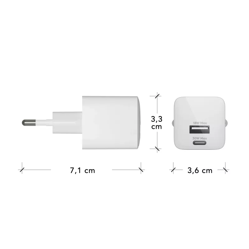 dbramante1928 re-charge Pro - EU sieninis įkroviklis USBC30W+USBA18W-W
