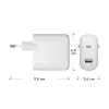 Įkroviklis d bramante re-charge Pro EU – vidaus AC 110–240 V, USB‑C 65 W + USB‑A 18 W, baltas