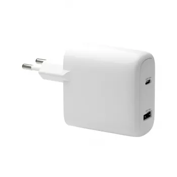 Įkroviklis d bramante re-charge Pro EU – vidaus AC 110–240 V, USB‑C 65 W + USB‑A 18 W, baltas