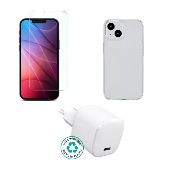 Mobiliojo įrenginio įkroviklis eSTUFF ES-KIT-IPH14 USB Type-C vidaus naudojimui, permatomas baltas