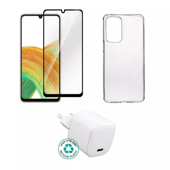 Vidinis kintamosios srovės įkroviklio rinkinys eSTUFF ES-KIT-SAMGALA335G, skirtas Samsung Galaxy A33, suderinamas su išmaniaisiais telefonais, permatomas/baltas, 0,094 kg