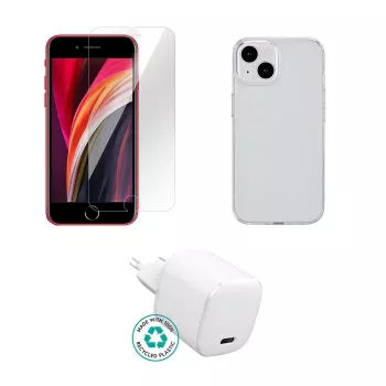 Mobiliojo įrenginio kroviklis eSTUFF ES-KIT-IPHSE(2022) vidaus AC skaidrus baltas USB Type-C
