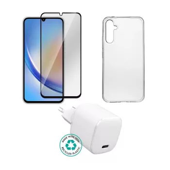 Mobiliojo įrenginio įkroviklis eSTUFF ES-KIT-SAMGALA34, vidaus AC, permatomas baltas, USB Type-C