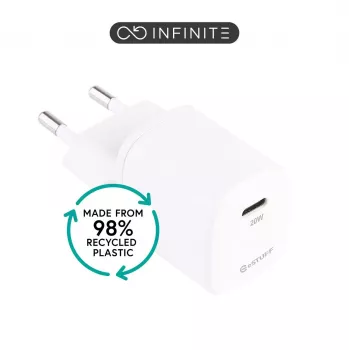 eSTUFF ES637025-BULK greitasis sieninis kroviklis, USB Type-C, 12 V, balta spalva