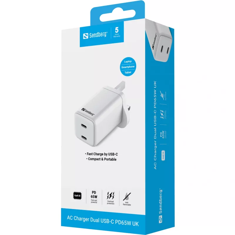 Kroviklis SANDBERG Dual USB-C PD65W UK 441-62