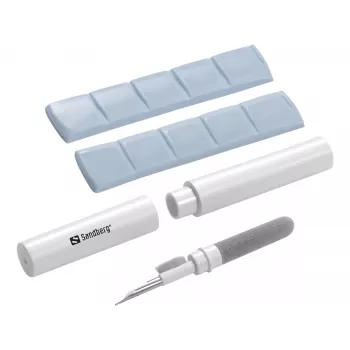 Valymo rinkinys Sandberg Cleaning Pen Kit, skirtas AirPods, pilkai baltas