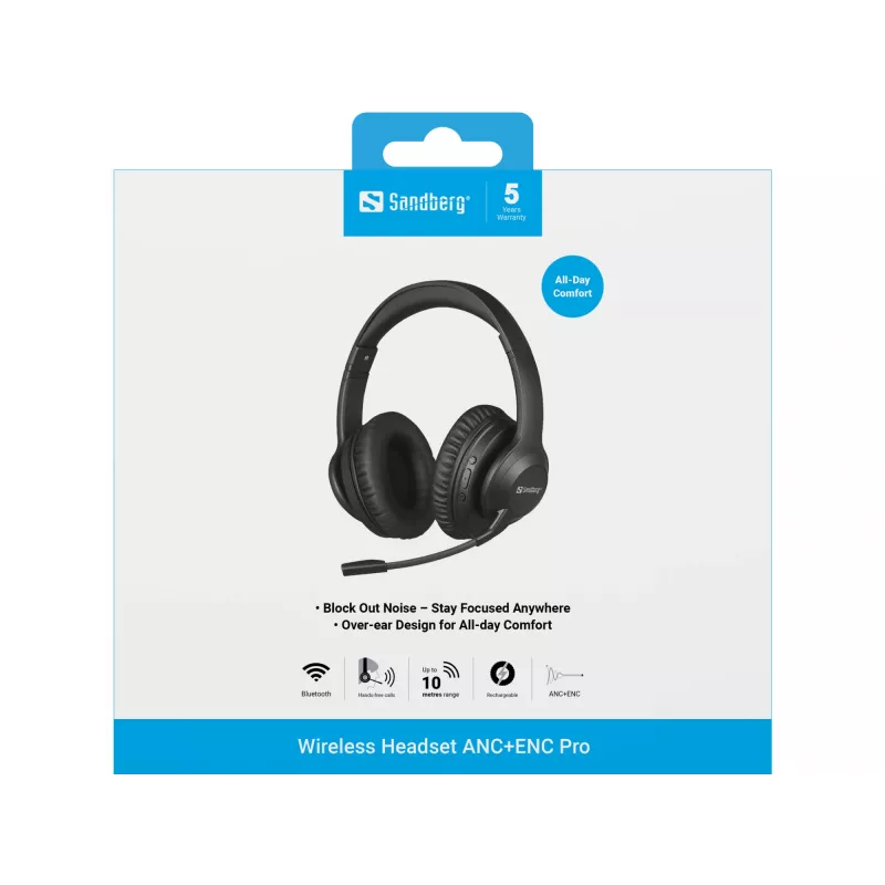 Sandberg Wireless Headset ANC+ENC Pro belaidės ausinės
