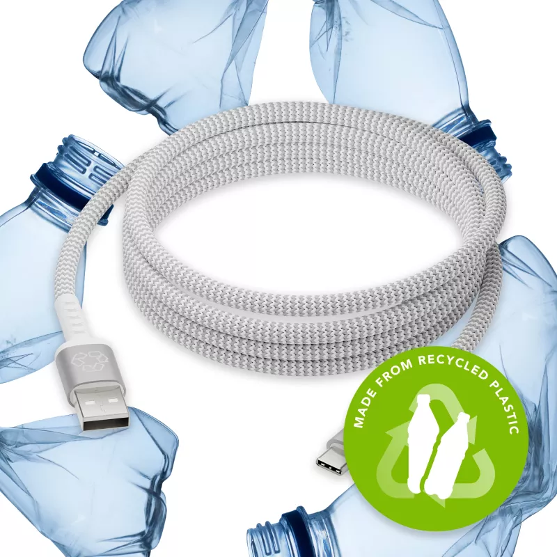 USB-A į USB-C duomenų kabelis d bramante re-charge Pro BRD Cable 2.5 m, USB 2.0, baltas
