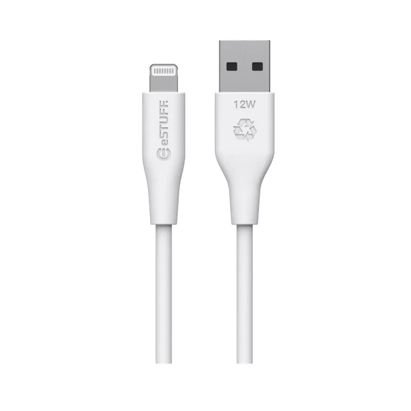 eSTUFF INFINITE ES601170-BULK USB-A ir Lightning laidas, 1 m, MFi sertifikuotas, iš 100 % perdirbto plastiko, baltas