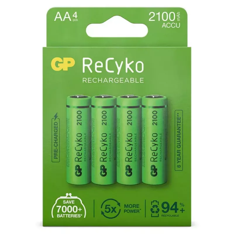 Įkraunama baterija GP Batteries ReCyko+ 2100mAh 4 vnt. AA NiMH
