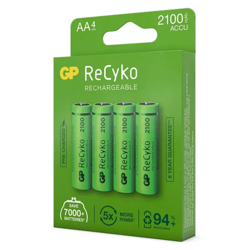 Įkraunama baterija GP Batteries ReCyko+ 2100mAh 4 vnt. AA NiMH