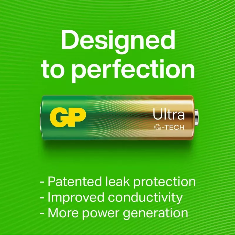 Vienkartinė baterija GP Batteries Ultra Alkaline GP15AU AA LR06 šarminė, 10 metų galiojimo laikas