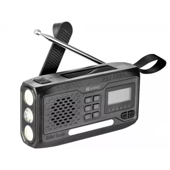 Nešiojamas radijas SANDBERG Survivor DAB Radio All-in-1 4500 — DAB+/FM, 87,5–108 MHz, 3 W RMS, USB-A ir USB-C, 4500 mAh baterija
