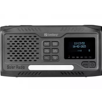 Nešiojamas radijas SANDBERG Survivor DAB Radio All-in-1 4500 — DAB+/FM, 87,5–108 MHz, 3 W RMS, USB-A ir USB-C, 4500 mAh baterija
