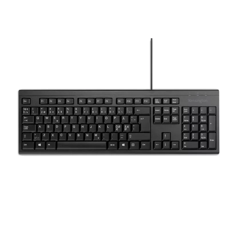 Kensington KB100 EQ laidinė pilno dydžio klaviatūra USB membrana QWERTY juoda
