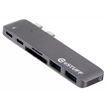 eSTUFF ES84122-GREY USB 3.2 Gen 1 Type-C centrinė stotis (hub), pilka