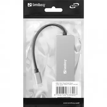 Sandberg USB-C 5in1 Travel Dock Saver, laidinis, USB 3.2 Gen 1, 100W