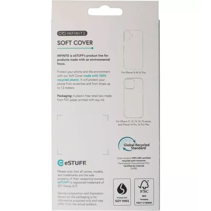 eSTUFF ES67100051 apsauginis dėklas iPhone 16 Plus 6,7 colių permatomas