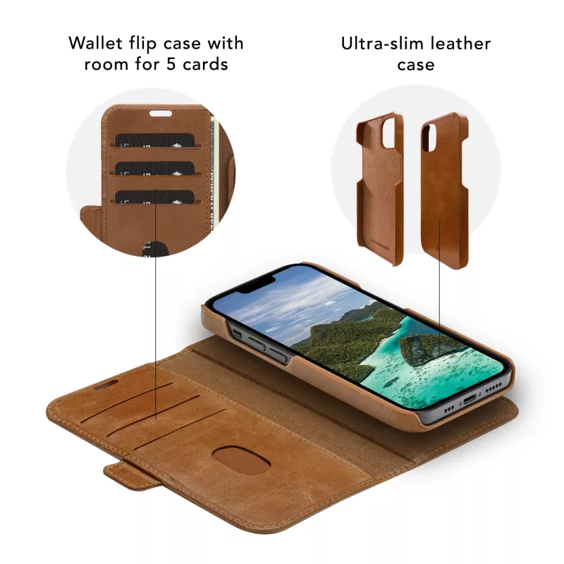 Dėklas Folio dbramante1928 Lynge iPhone 14 Plus Tan 3 kortelių kišenės