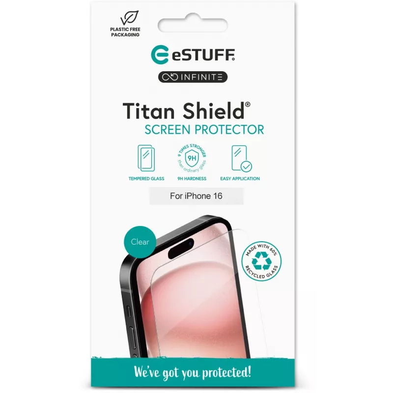 eSTUFF ES501420 apsauginis stiklas Apple iPhone 16 skaidrus 1 vnt.