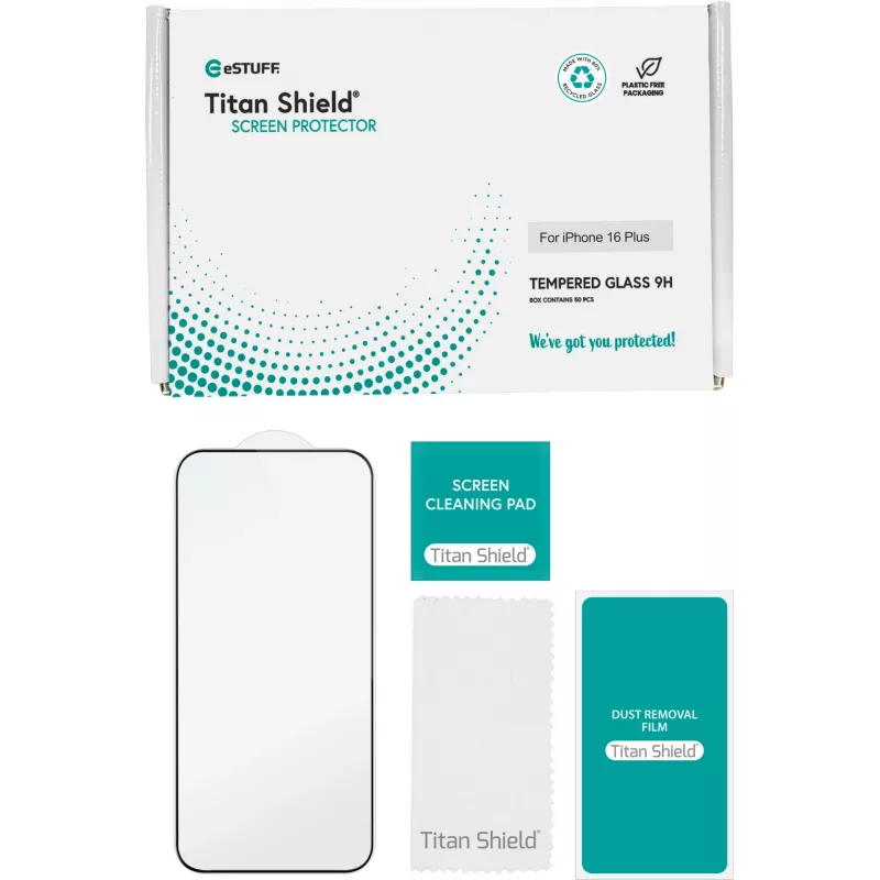 eSTUFF ES501425-50BULK grūdinto stiklo ekrano apsauga Apple iPhone 16 Plus skaidri, 50 vnt. (BULK)