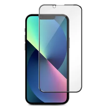 Grūdinto stiklo apsauginis stikliukas eSTUFF Titan Shield, skirtas Apple iPhone 13 / 13 Pro / 14 — pilnas padengimas, juodas rėmelis