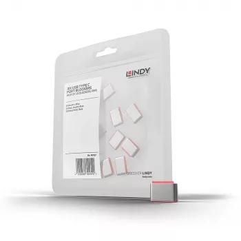 Lindy USB Type-C prievadų blokatoriai (be rakto) – 10 vnt., rožiniai