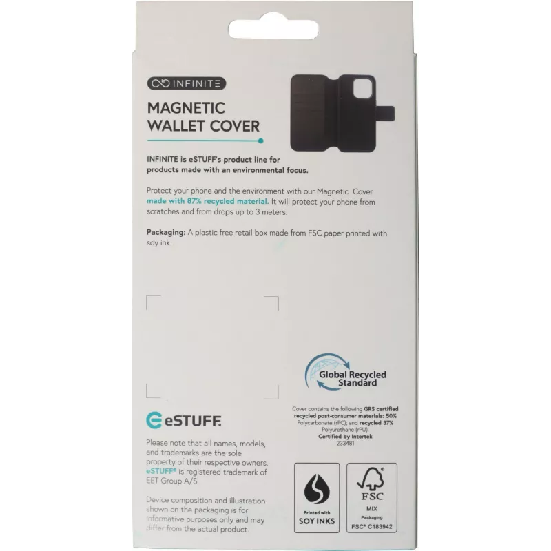 eSTUFF INFINITE MILAN ES67160104 dėklas-piniginė, skirtas iPhone 16 Pro, juodas