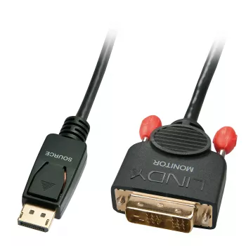 Lindy 41489 vaizdo kabelio adapteris 0,5 m DisplayPort – DVI-D juodas