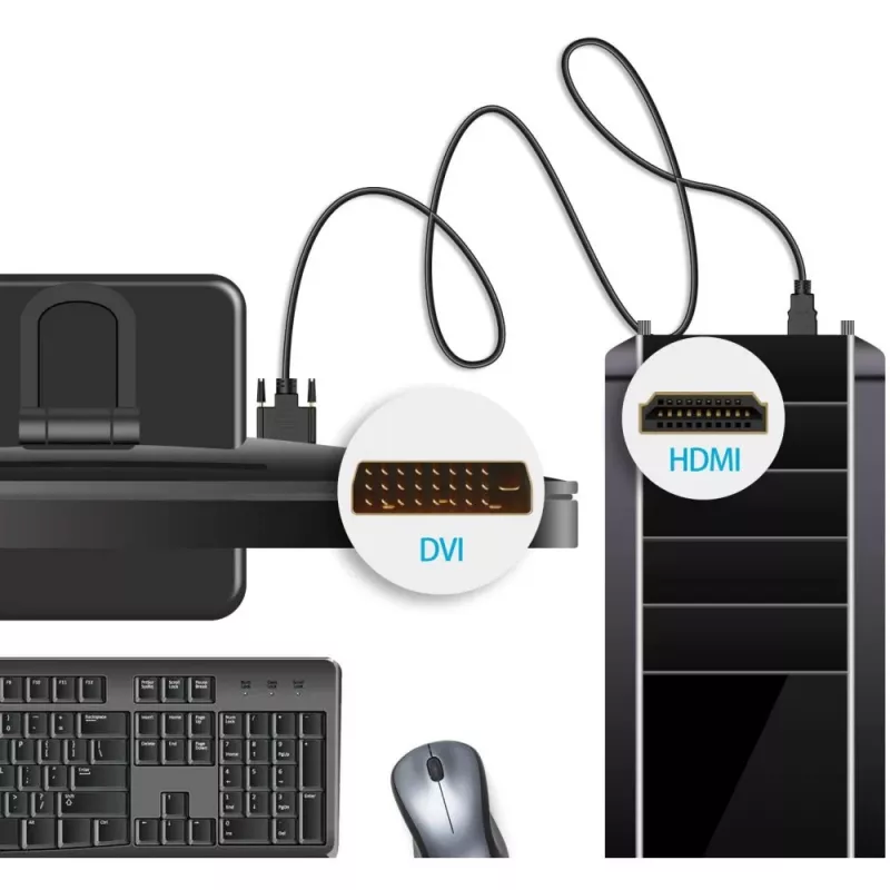 Techly HDMI į DVI-D laidas 1,8 m ICOC HDMI-D-018