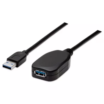 Manhattan USB-A į USB-A ilginamasis kabelis, 5 m, aktyvus, 5 Gbps (USB 3.2 Gen1), su stiprintuvu, juodas