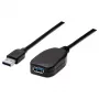 Manhattan USB-A į USB-A ilginamasis kabelis, 5 m, aktyvus, 5 Gbps (USB 3.2 Gen1), su stiprintuvu, juodas