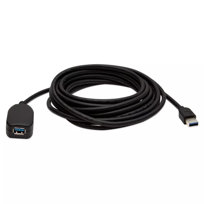 Manhattan USB-A į USB-A ilginamasis kabelis, 5 m, aktyvus, 5 Gbps (USB 3.2 Gen1), su stiprintuvu, juodas