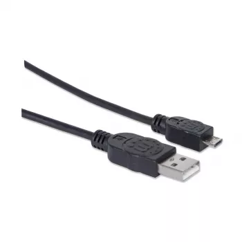 Manhattan USB-A į Micro-USB laidas, 1,8 m, vyriškas į vyrišką, juodas, 480 Mbps (USB 2.0), Hi-Speed USB, viso gyvenimo garantija